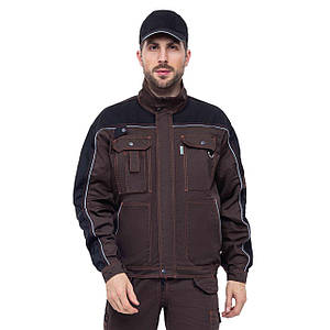 Куртка робоча БРАУНІ, сумішова (65%п/е+35%х/б), темно-коричневий/чорний