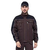 Куртка рабочая БРАУНИ, смесовая (65%п/э+35%х/б), темно-коричневый/черный