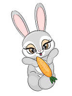 Наклейка для ростовой фигуры "Зайка с морковкой" серый 80х45см / интерьерная наклейка (без обреза)