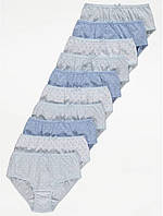 Трусики для девочки George, комплект из 10 штук, бело-голубой, размеры 122-158
