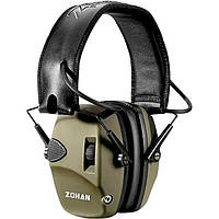 Навушники активні складні тактичні для стрільби ZOHAN EM026 Green