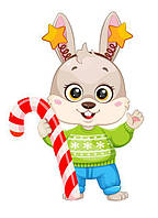 Наклейка для ростової фігури "Зайка з карамельним посохом" 80х57 см/інтер'єрна наклейка (без обрізу)