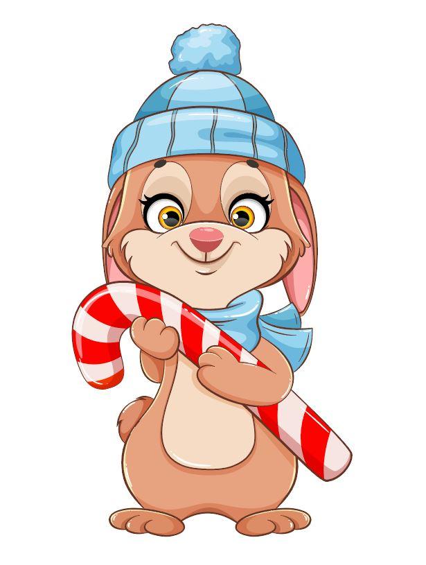 Наклейка для ростової фігури "Зайка з карамельним посохом" 2 80х44 см/інтер'єрна наклейка (без обрізу)