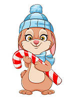 Наклейка для ростової фігури "Зайка з карамельним посохом" 2 80х44 см/інтер'єрна наклейка (без обрізу)