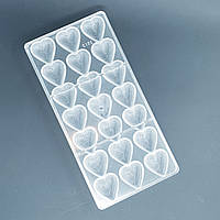 Поликарбонатная форма для отлива конфет Сердечки текстурные - 21 шт