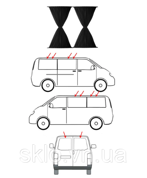 Солнцезащитные шторки разных цветов на Mercedes Vito (W638) (96-03) - фото 8 - id-p1499071704