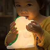 Нічник іграшка Динозаврик Led RGB силіконовий із вбудованим акумулятором на 100 годин, фото 6