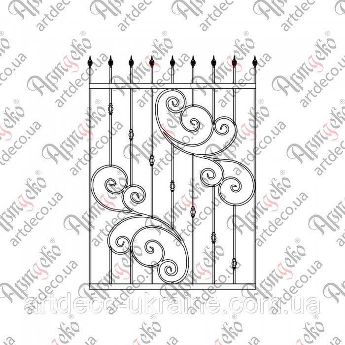 Кована решітка 1200х1500 КР-72 КОМПЛЕКТ ЕЛЕМЕНТІВ, фото 1