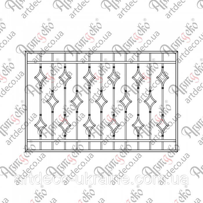 Кована решітка 1500х990 КР-74 КОМПЛЕКТ ЕЛЕМЕНТІВ, фото 1