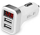 Зарядний пристрій автомобільний HOCO Z3 на 2 USB з дисплеєм, біле, фото 3