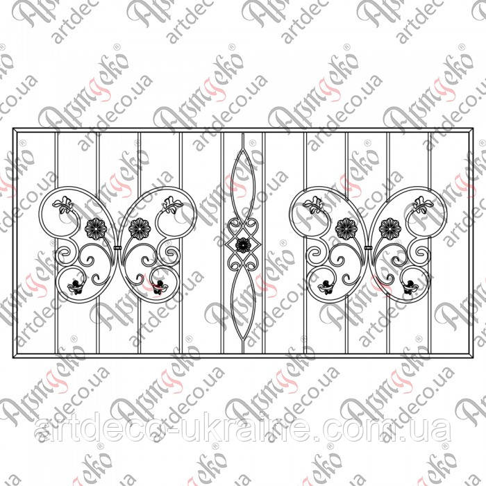 Кована решітка 2000х1000 КР-77 КОМПЛЕКТ ЕЛЕМЕНТІВ, фото 1