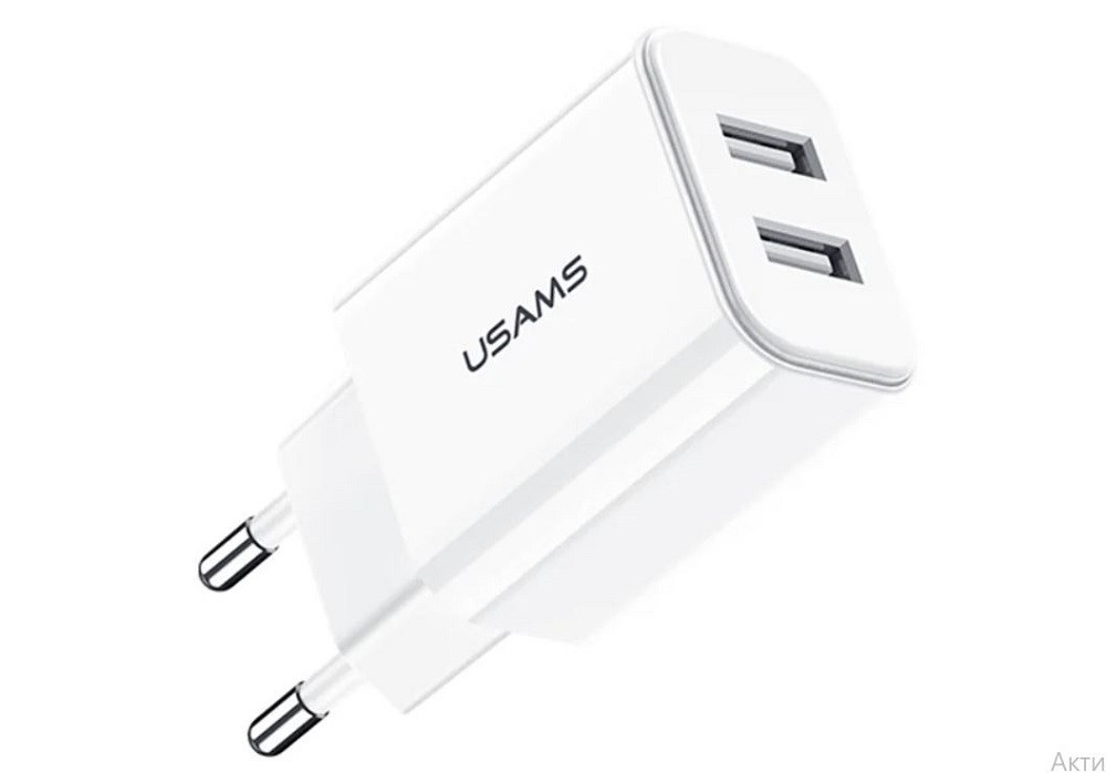 Адаптер мережевий USAMS US-CC067 T13, 2USB, 2.1 A, білий