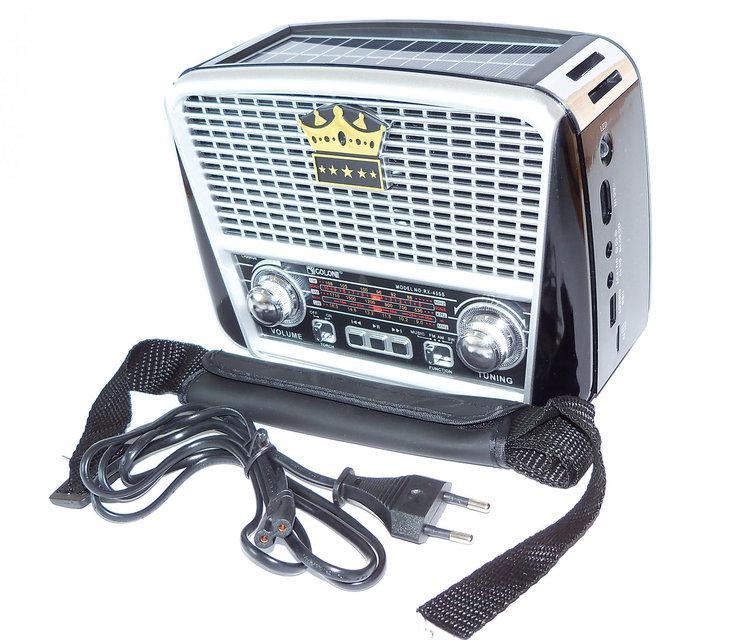 Портативна колонка MP3 USB Golon RX-455S Solar з сонячне панеллю Black-Silver
