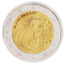 Монета номіналом 2 євро 2022 «Слава Україні» Естонія "SLAVA UKRAINI"