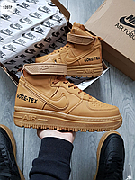 Зимние водонепроницаемые кроссовки ботинки Nike Air Force gore tex Brown коричневые с МЕХОМ 40 41 42 43 44