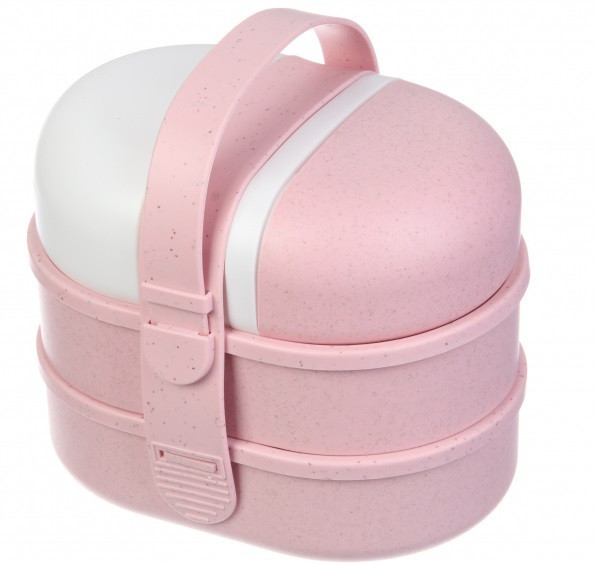 Еко ланч бокс потрійний з пляшкою 64-514 950 мл, рожевий, фото 1