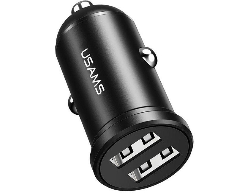 Адаптер автомобільний USAMS US-CC114 C20, 2USB, 2.4 A, чорний