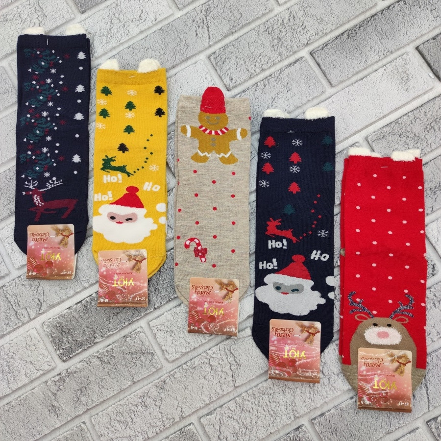 Шкарпетки жіночі високі новорічні весна/осінь р.37-41 малюнок асорті УЮТ (М-8) 30037202, фото 1