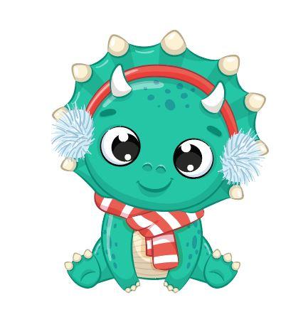 Наклейка для ростової фігури "Зимовий динозаврик" 80х66 см /інтер'єрна наклейка (без обрізу)