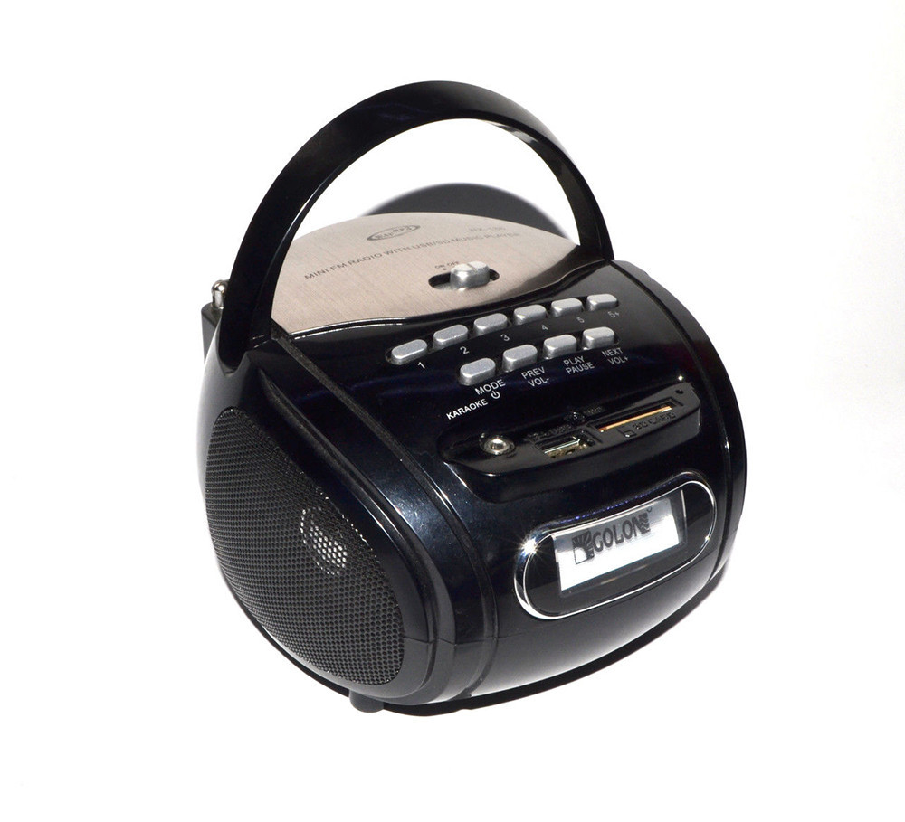 Бумбокс колонка караоке годинник MP3 Golon RX 686Q Black