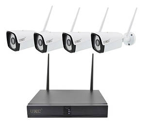 Комплект відеоспостереження бездротової DVR KIT CAD Full HD UKC 8004/6673 Wi-Fi 4ch набір на 4 камери