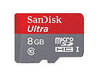 Карта памяти SanDisk Ultra microSD XC 8GB class 10 SD адаптер, фото 3