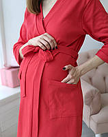 Комплект халат і сорочка у пологовий (червоний/білий в горошок), фото 7