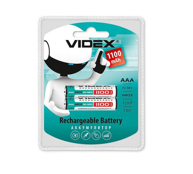 2шт Акумулятор мізинчик Videx AAA 1100 mAh