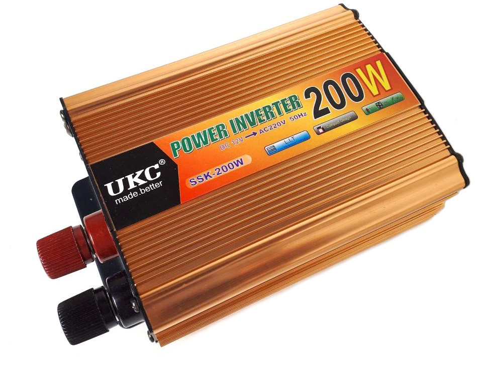 Перетворювач автоінвертор UKC 7063 12V-220V 200W
