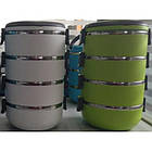 Термос харчовий ланч бокс пластиковий з залізної колбою 4 секції 3.0 л C-128 Lunch Box, фото 5