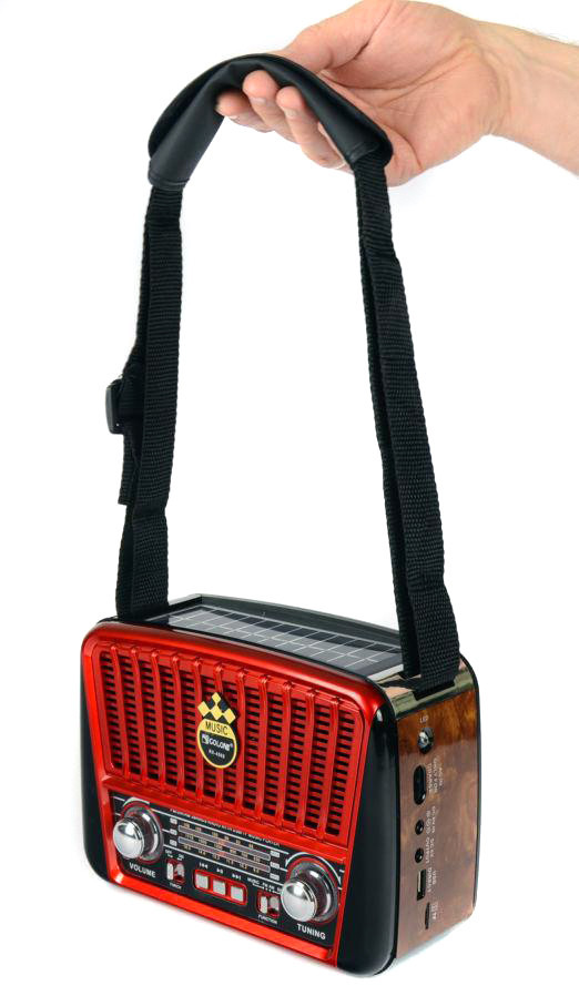 Портативна колонка MP3 USB Golon RX-456S Solar з сонячне панеллю Brown-Red