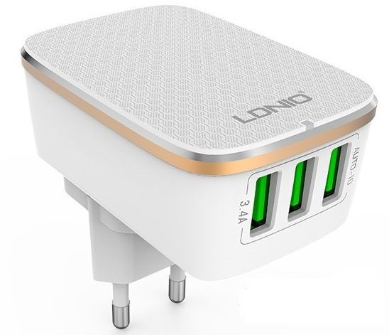 Адаптер сетевой Ldnio A3304, 3USB, 3.4A, белый