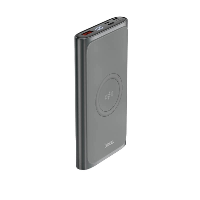 УМБ зарядний Power Bank HOCO Q6 Aegis з функцією бездротової зарядки 10000mAh, сіре, фото 1