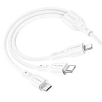 USB кабель Borofone BX66 3 в 1 Lightning/ Micro-USB/ Type-C 2A 1m белый