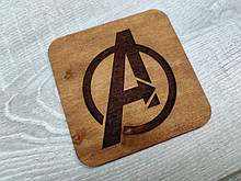 Костер. Marvel Avengers. Підставка під кухоль, чашку, стакан, бокал із дерева