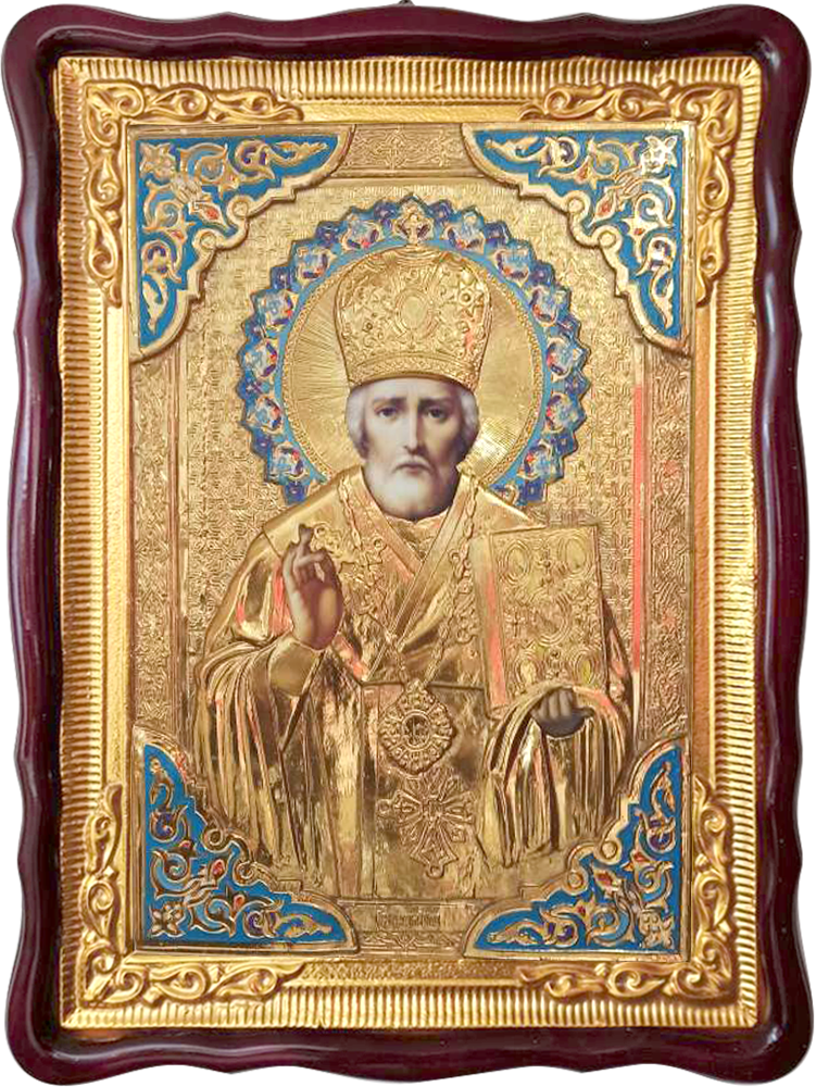 Ікона Святителя Миколи Чудотворця у митрі (риза), 80×60см, фото 1
