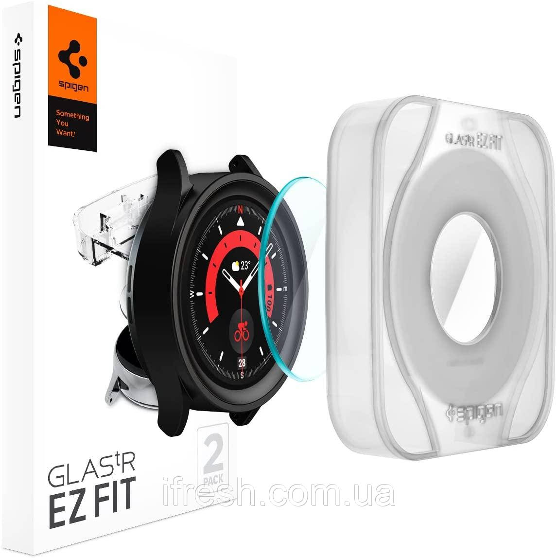 Захисне скло Spigen для Galaxy Watch 5 Pro (45mm) EZ FiT GLAS.tR (2шт), (AGL05346)