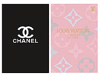 Комплект из 2-х брендовых ежедневников А5 для женщин: деловой блокнот Chanel черный + Louis Vuitton розовый