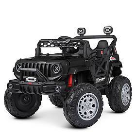 Дитячий електромобіль джип Jeep(пульт 2,4G, 2 мотори 35W, 2 аккум.12V7/9AH, EVA, світло, MP3) M 4960EBLR-2 Чорний