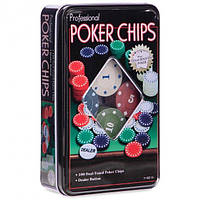 Покерний набір ігровий на 100 фішок у коробці №100 (Black) | Фішки для покера