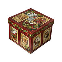 Коробка картонна новорічна КУБ 23-03*1 (гофрований картон) (вміст 3000 гр)