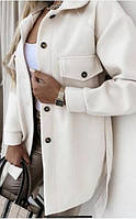 Пальто- рубашка женская кашемир короткая оверсайз по 70 размер