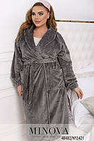 Домашній зимовий халат з якісної та м'якої махри, великих розмірів від 46 до 68