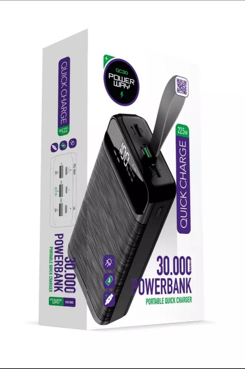 Портативний зарядний пристрій 30000 POWERWAY QC30