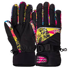 Рукавички гірськолижні жіночі Zelart Snow Gloves 2203 розмір M-L Black-Yellow-Pink