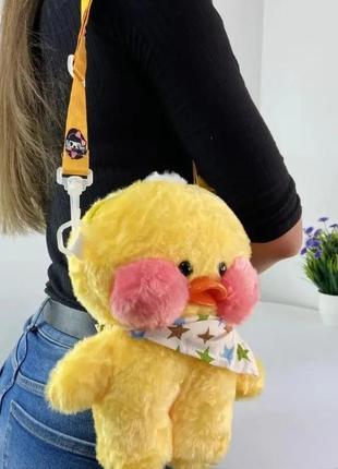 Сумка качка лалафанфан, lalafanfan 30 см, Сумочка качечка Лалафан жовта, качка в одязі Lalafanfan Duck