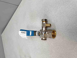 Кран кульовий Б/У Кран кульовий латунний зі спускником R910S нікель Ду 32 Ру35 ВР G1 1/4" важіль повний прохід зі