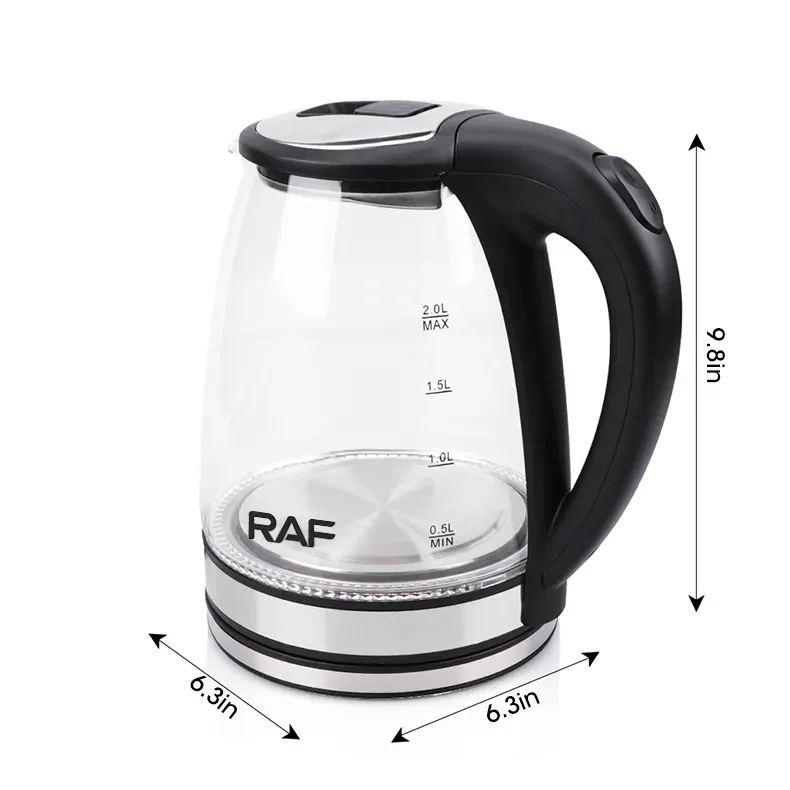 Электрический чайник RAF-R.7888 Travel, чайный кофе, 2 л, стеклянный портативный чайник, 2000 Вт, горшок - фото 3 - id-p1729024619
