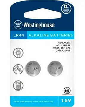 Батарейка годинникова Westinghouse AG13/LR44 (упаковка 2 шт)