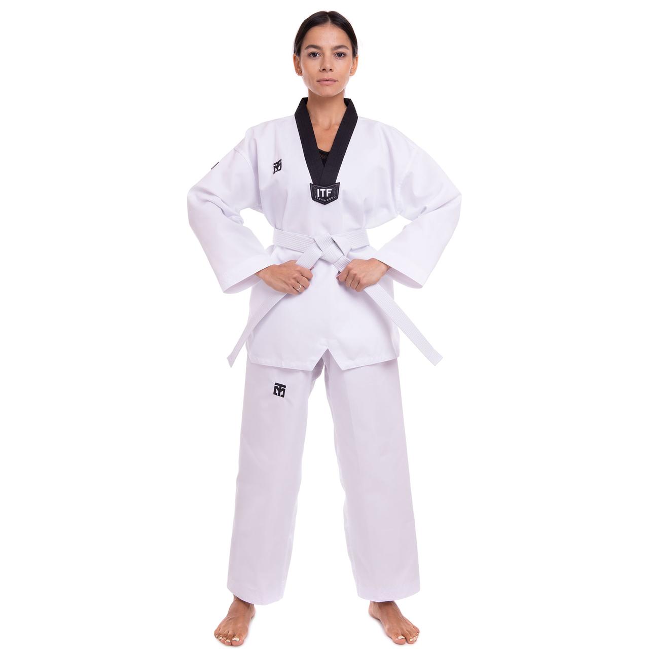 Кімоно для тхеквондо (добок) Mooto (на зріст 150-160 см) CO-5630 білий-чорний (куртка, фото 1